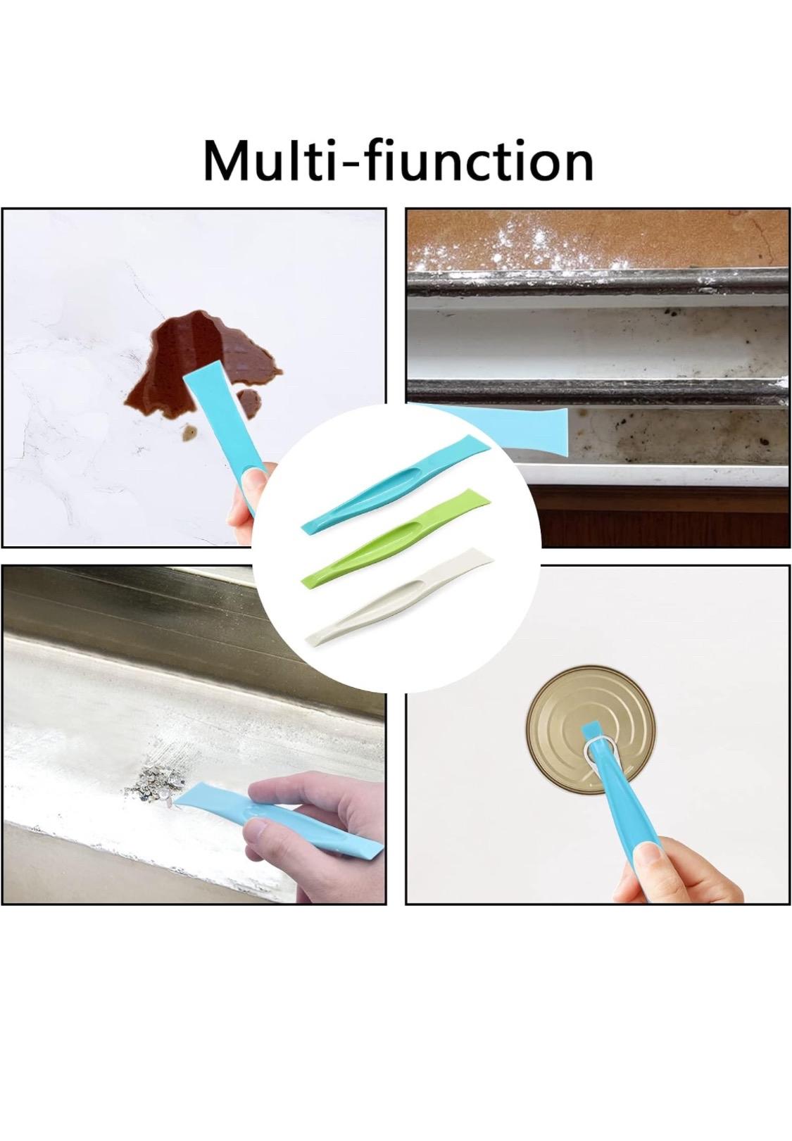 Cleaning Scraper Tool Kitchen Plastic Scraper Multipurpose Stiff Grill Scraper Scratch Free Cleaning Tool Can Opener Sticker Scraper Label Remover Gum Scraper Bottle Opener Lottery ticket scratcher – 3 PCS