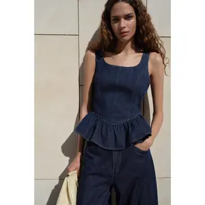 H&M Denim peplum top