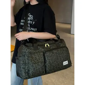 New Leopard Print Large Capacity Travel Shoulder Bag, Vintage Casual Fashion Short Trip Backpack, Sports Gym Bag, Lightweight Weekender Bag for Women & Men