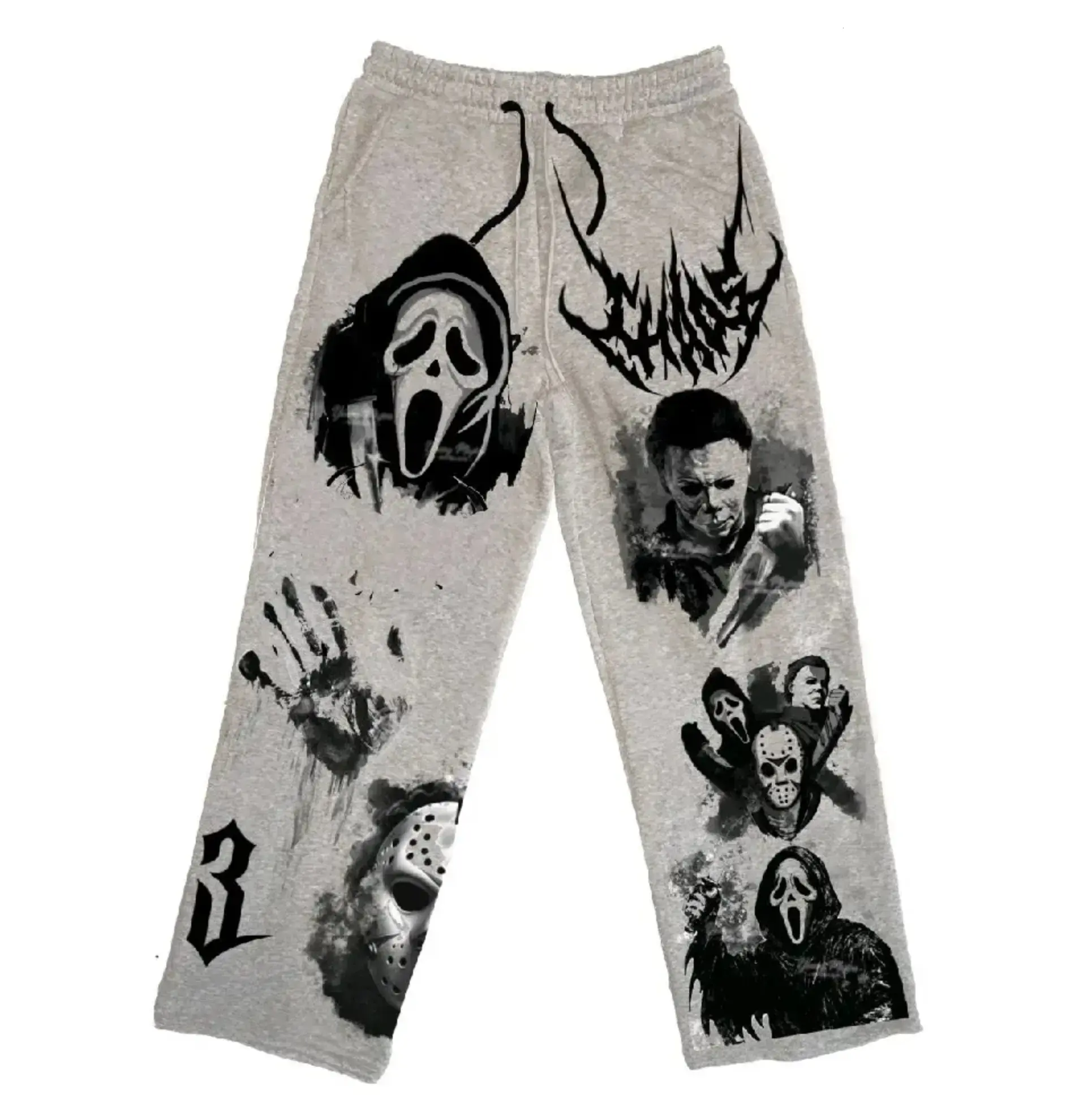 Halloween Michael Myer Sweatpants, Ghost Face Retro Joggers, Unisex Spooky Lounge Pants, Halloween Graphic Trousers, Wide Leg Casual Streetwear