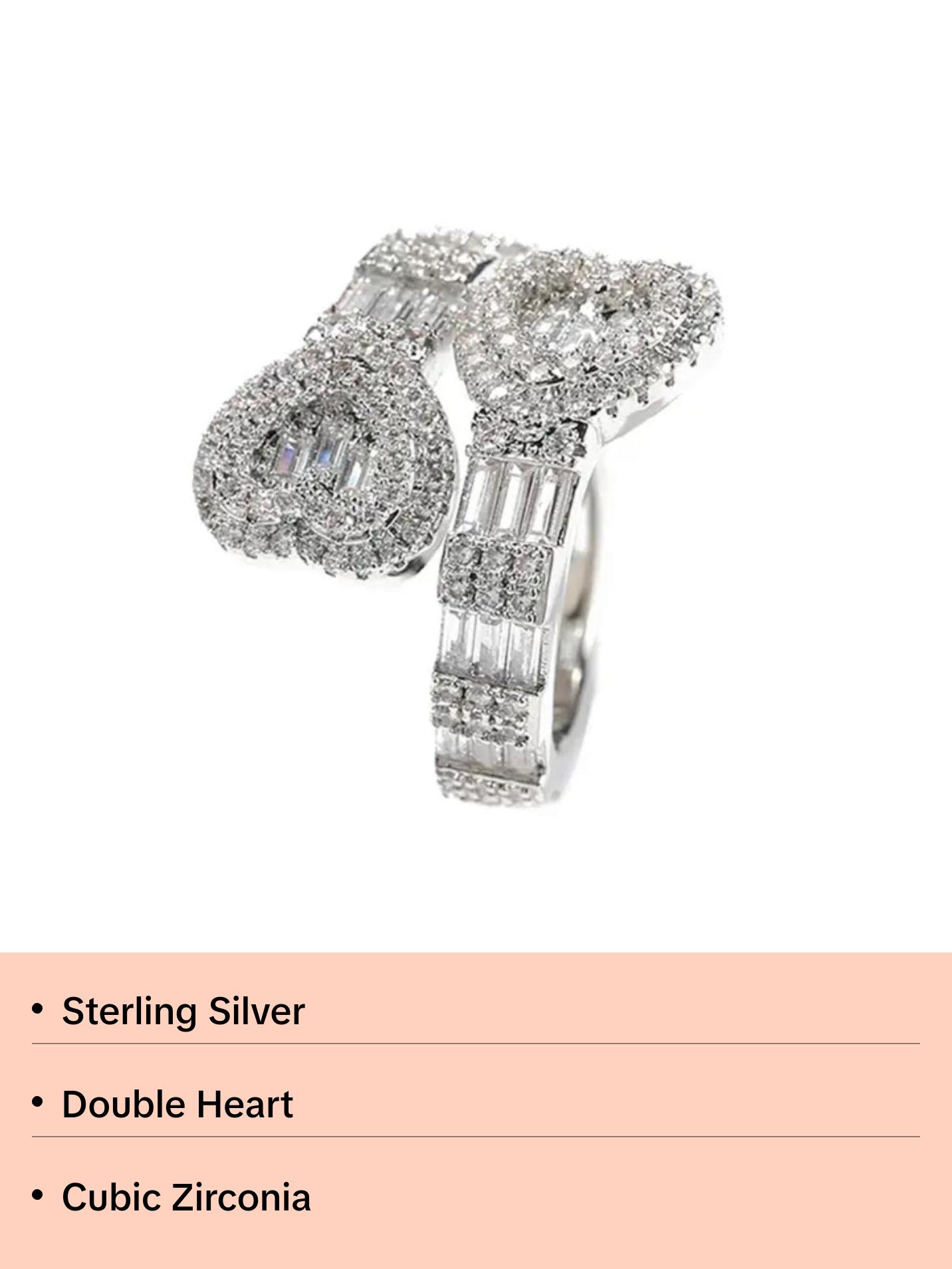Silver Double Heart Ring