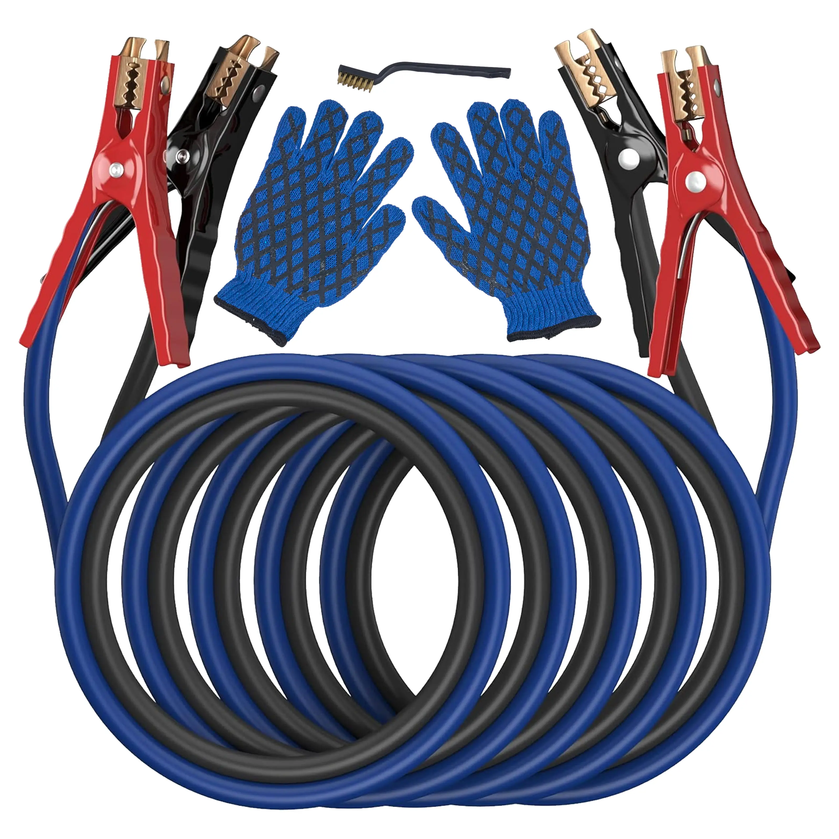 Heavy Duty 4-Gauge 20-Ft 600A Automotive Jumper Cables Complete Kit with Carry Bag, Gloves, Brushes for Cars, SUVs