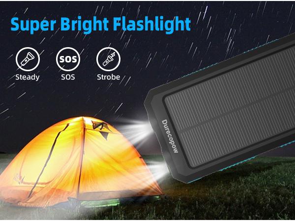 Solar Charger Power Bank 38800mAh-20000mAh, Portable Charger, 4 Cables 3 Ports Fast Charging External Battery Pack with USB C for Cell Phones, Solar Panel Charger with Dual Flashlight for Camping power bank power bank charger battery power bank