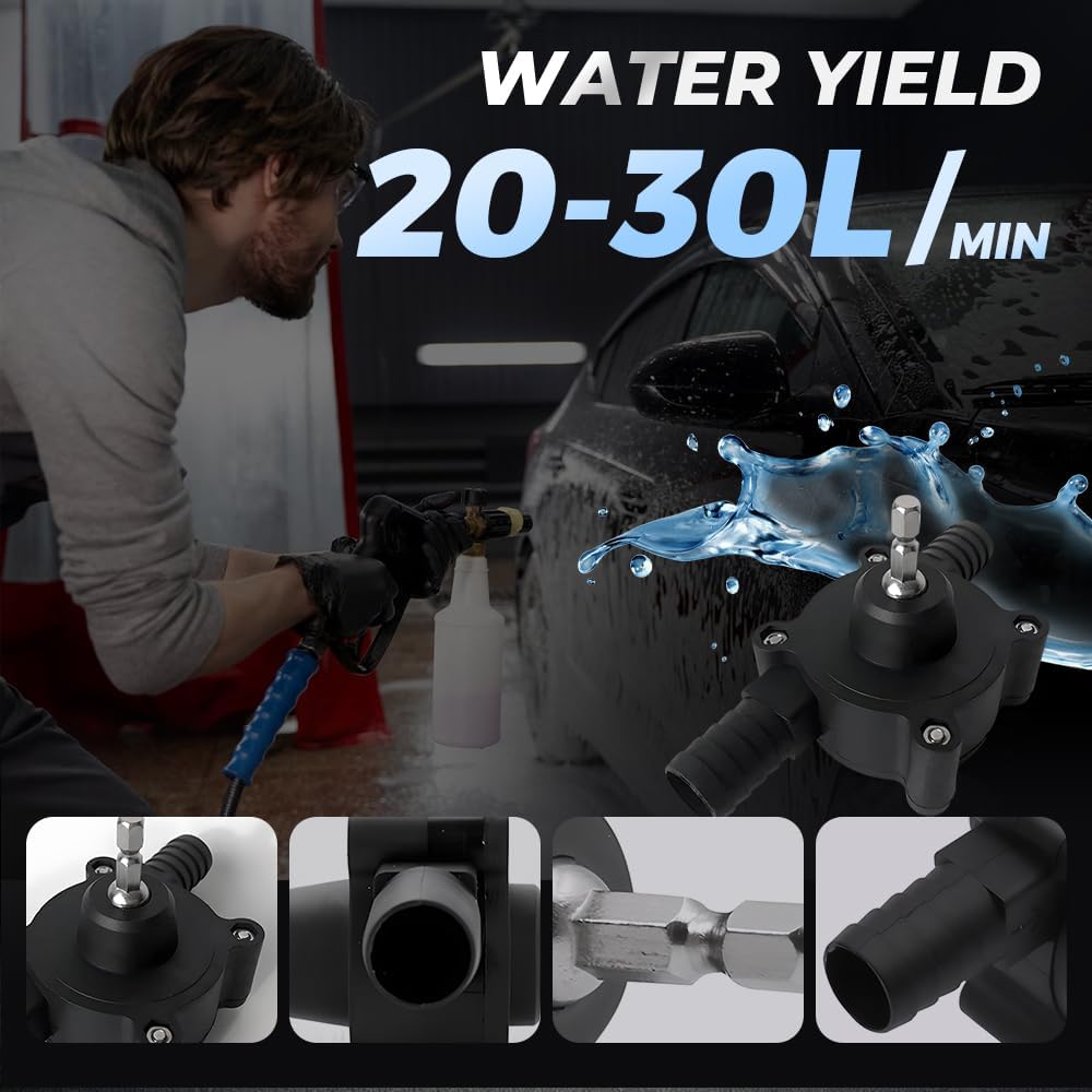 VAYWET Electric Drill Pump, Handheld Drill Self-Priming suction Liquid Transfer Pumps Portable Multi-scenario Liquid Extractor Pump Garden Outdoor Hose Industrial Hardware Heavy Duty Pipe Parts Diaphragm Pump Water Gasoline Oil Diesels Fluid Quick Pumping