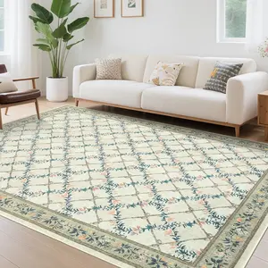 Garvee Area Rugs 5x7 Modern Floral Green Rug Washable Rugs for Living Room Non Slip Soft Rugs for Bedroom Ultra-Thin Stain Resistant Accent Carpet for Dining Room Office Nursery Playroom,Green
