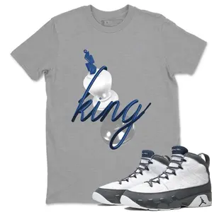 3D King Shirt To Match Jordan 9 Flint Grey, 9 Flint Grey Shirt, Flint Grey 9s Outfit, 100% Cotton, Unique Graphic Tee, Comfortable Everyday Wear