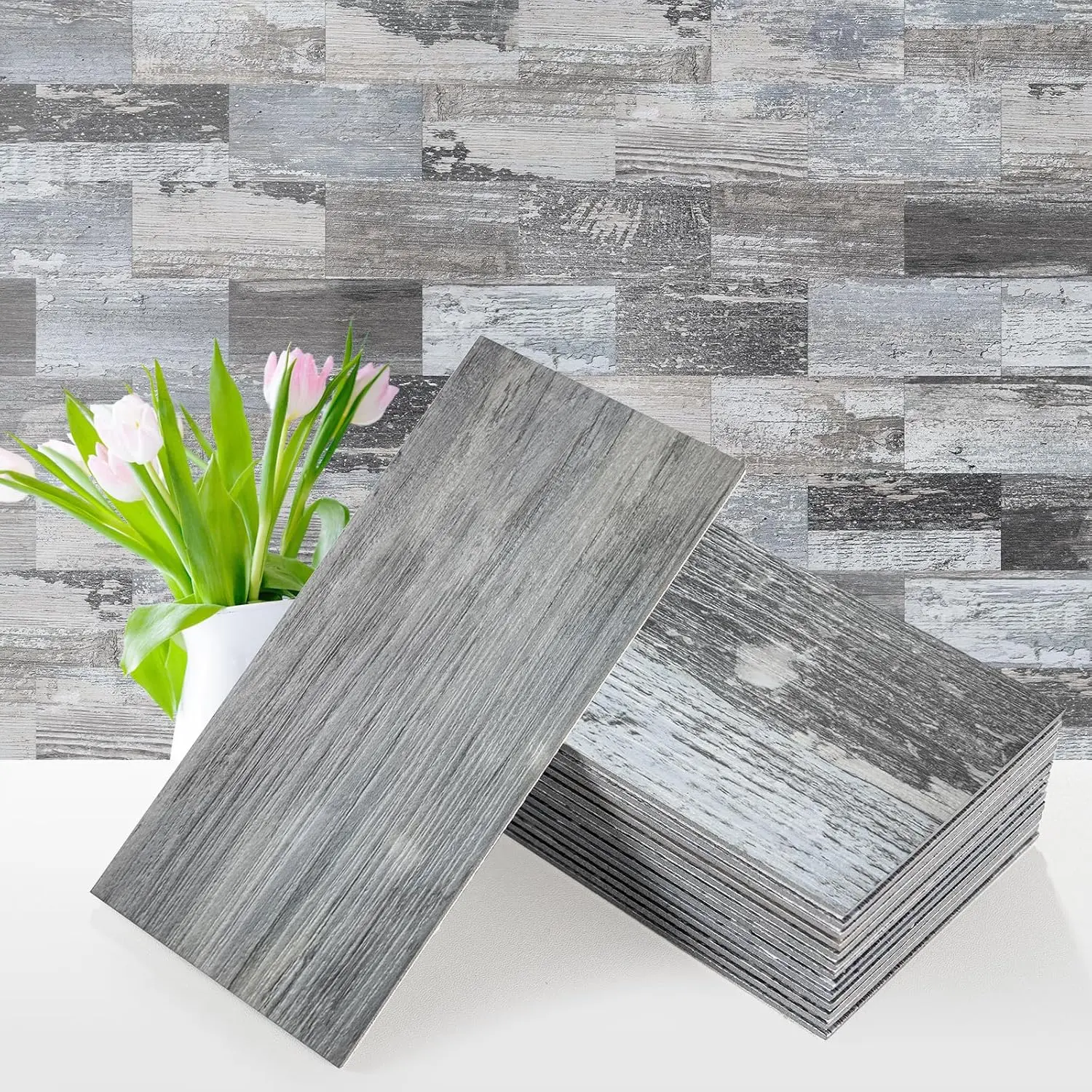 Vamos Tile 100-Pieces Peel and Stick Backsplash, 3" x 6" PVC Aluminium Wall Tile, Stick on Backsplash for Kitchen/Bathroom/Fireplace, Home Modern