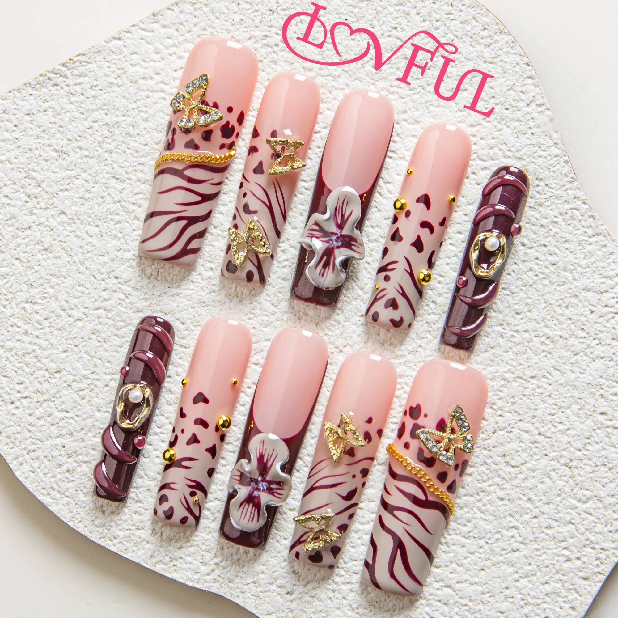 Lovful Square Mid Length 1.7" Handmade Acrylic Press On Nails | 10PCS Reusable, Salon Quality, Link 2 H202-H297 Glitter Glue Rhinestone Glue #DealsForYouDays