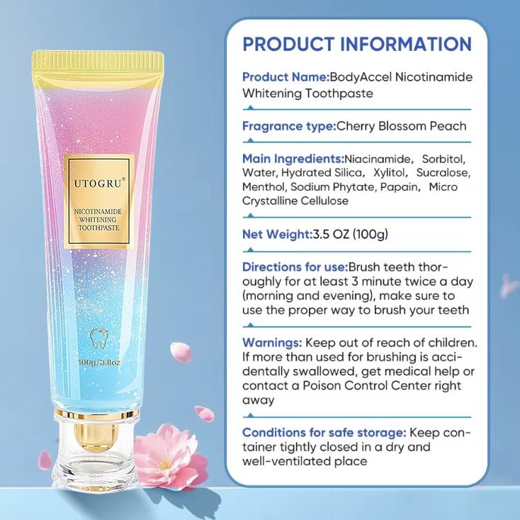 Niacinamide Whitening Toothpaste, Utogru Teeth Radiant Whitening Toothpaste - Enamel Care, Repair and Protect Teeth, Fresh Breath