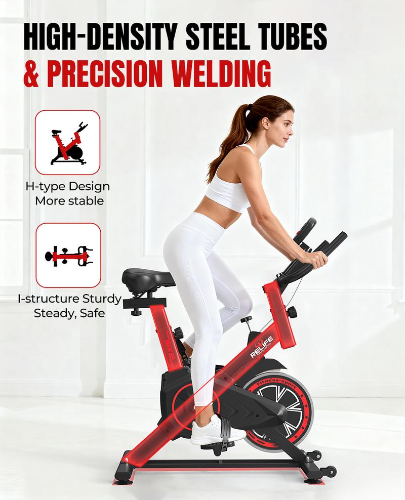 RELIFE REBUILD YOUR LIFE Mini Exercise Bike Compact Stationary Bike Silent Indoor Cycling for Small Space w/Adjustable Seat, Smooth Pedal & Belt Drive