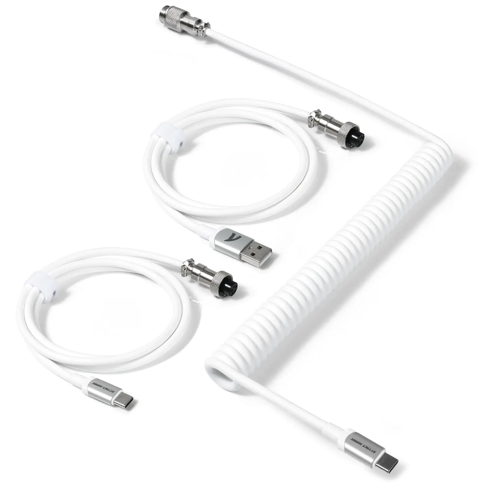 Coiled Keyboard Cable for Gaming Custom Keyboard,Double-Sleeved Coiled USB C Cable with Detachable Metal Aviator,2 in 1 USB C to A and C for Mechanical Keybaord,Printer,Phone,Ipad,Xbox