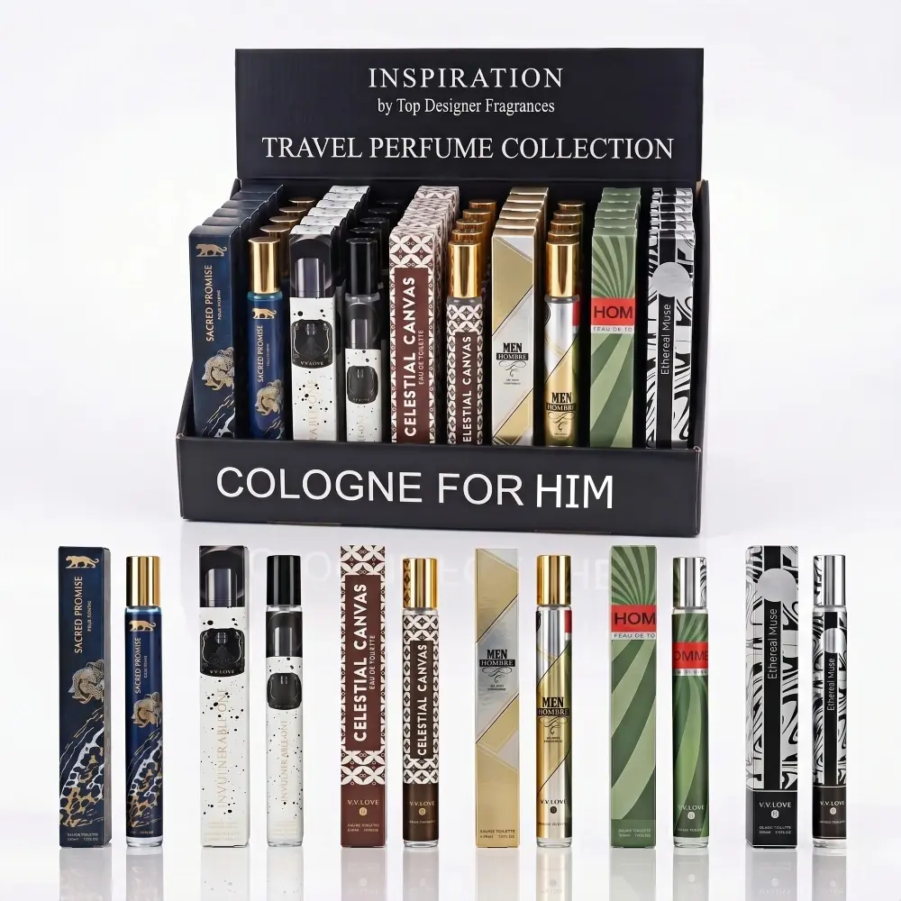 6 Pack Men's Perfume Spray Set | 1.2 Oz / 35ml Each | Long Lasting Fresh Citrus & Woody Cologne with Lavender & Cedarwood | Charming Masculine Fragrance Spray for Parties & Work | Ideal Father's Day Gift for Him | Travel Size Scent Spray for Men