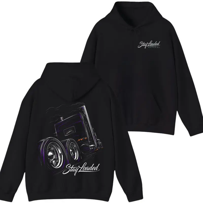 Stay Loaded Neon Truck Hoodie  Bold Diesel Streetwear Pullover, Interesting Unisex Big Rig Graphic Hoodie for Fall, Cozy Casual Truck Lover Style for Men & Women    tiktok shop deals streetwear heated rivalry merch graphic hoodies tiktok shop