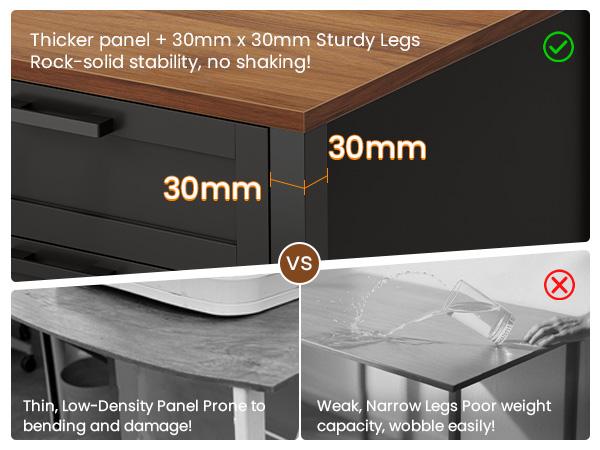 SEDETA 55 Inch Farmhouse Computer Desk with 4 Drawers Power Outlet Gaming Desk with Led Lights Storage Shelves Printer Cabinet