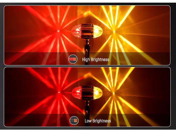 Partsam Glass Watermelon Light Dual Revolution Double-Face Amber Red LED Turn Signal Marker Tail Light, Zinc Alloy Housing Clear Lens Post Mount for Peterbilt Freightliner Semi Truck Trailer, 10-30V