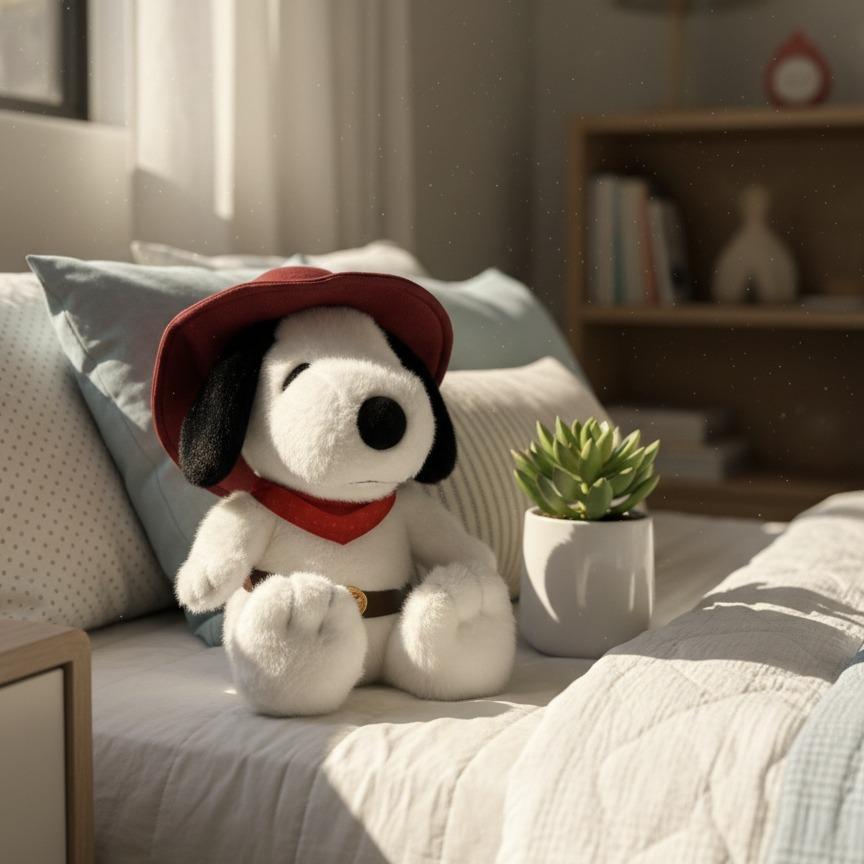 Snoopy Western Cowboy Series Sitting Posture Plush Doll, Cute IP Merch Stuffed Toy Kawaii Desktop Ornament for Home Office Decor,Perfect Gift