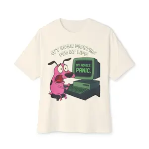 Out Here Fighting For My Life Courage the Cowardly Dog T-Shirt, Nostalgia 2D Print T-Shirt, Cartoon Network Shirt, Gifts for Cartoon Fans #Courage #theCowardlyDog #CartoonNetwork #NostalgiaCore #GraphicTee #StreetwearUS