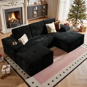 CAODOC Modular Sectional Sofa, Modern Cloud Sectional Couch with Support, U-Shape Boneless Couch for Living Room Apartments Bedroom, No Assembly Required