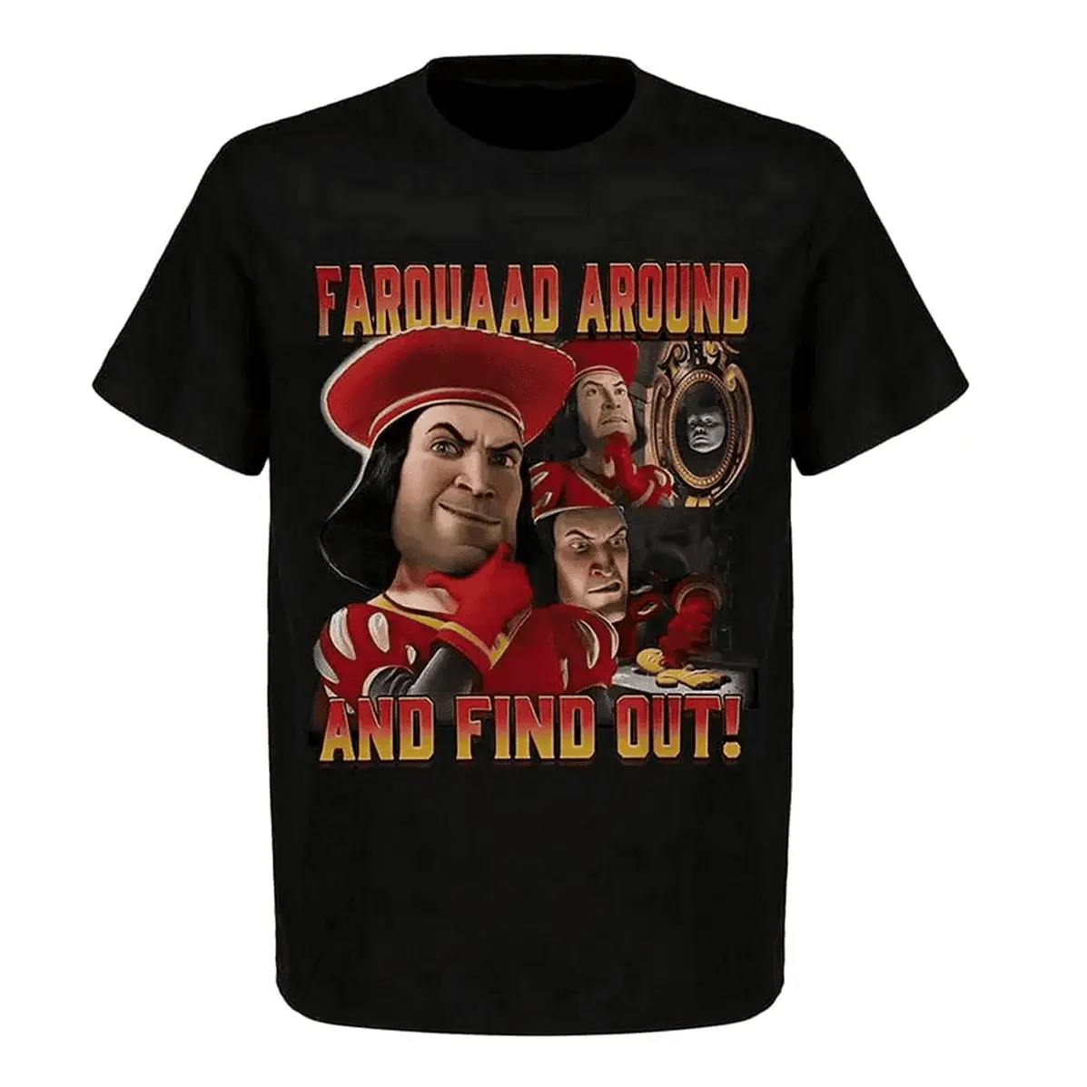 Shrek Lord Farquaad Retro Multi Portrait Tshirt Boxlunch Exclusive Funny Meme Shirt Unisex Cotton Graphic Shirt Everyday T-Shirt for Work & Play Casual