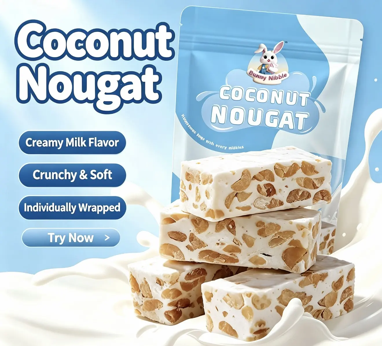 Depop Certified Organic Coconut Milk Nougat Candy 1-Pack - Creamy Milk Flavor, Chewy-Crunchy Texture, Individually Wrapped, Peanut-Free, Cookie-Infused Raspberry Jellybean Bonbon, Latiaos-Infused, Jellybeanssweets, Ideal for Halloween Gifts