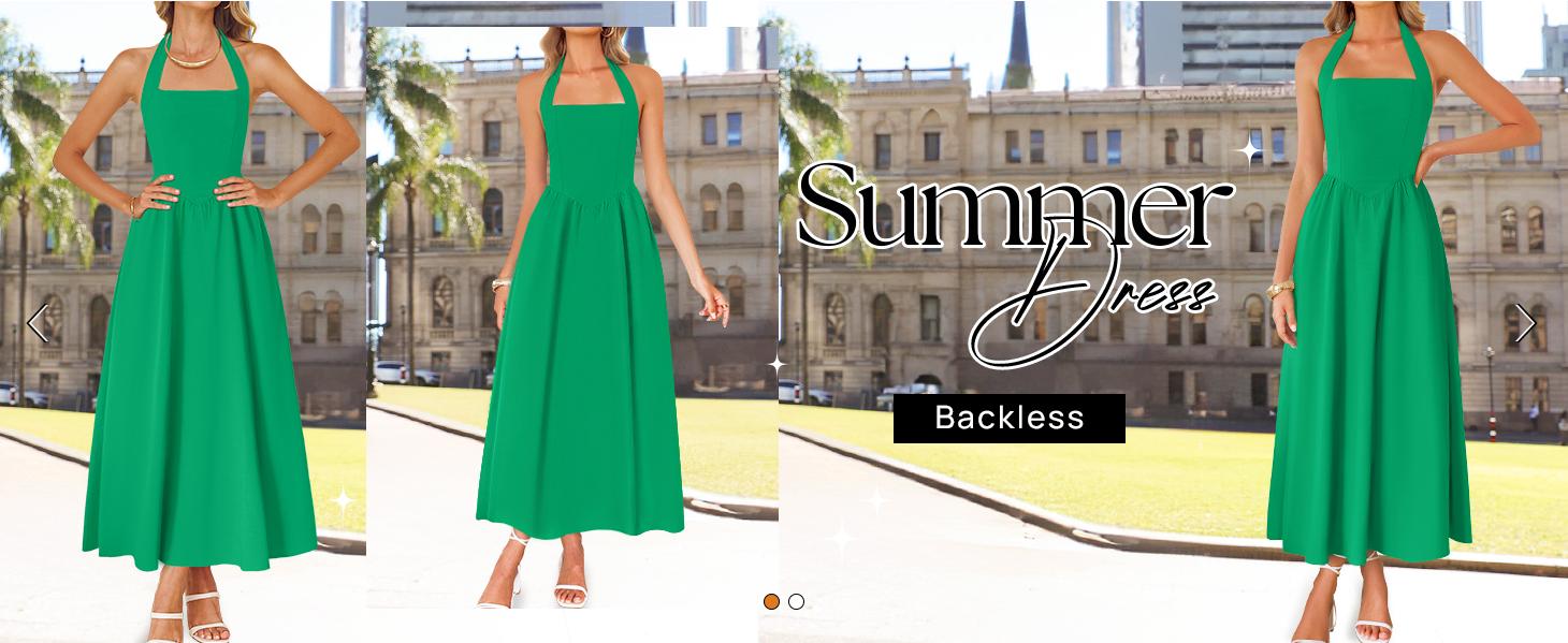 ZESICA Women's Summer Sleeveless Floral Midi Dresses 2026 Halter Neck Wedding Guest Cocktail Party Flowy A Line Long Dress