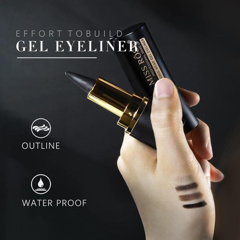 Black 2pcs Waterproof Gel Eyeliner Long Lasting Matte Eyeliner Pencil, Quick DryingEyeliner Pen, Professional Daily Makeup Accessories, Easy to use, ladies' eye makeup