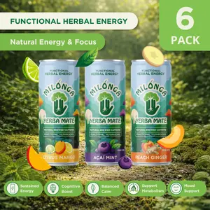Milonga Lion’s Mane Yerba Mate + L-Theanine – Smooth Natural Energy, Mental Sharpness & Calm Focus. Antioxidant-Rich, Metabolism Support, Low Calories, Low Sugar, Organic Ingredients. 12 Fl Oz.  6-Pack Beverage Beverage