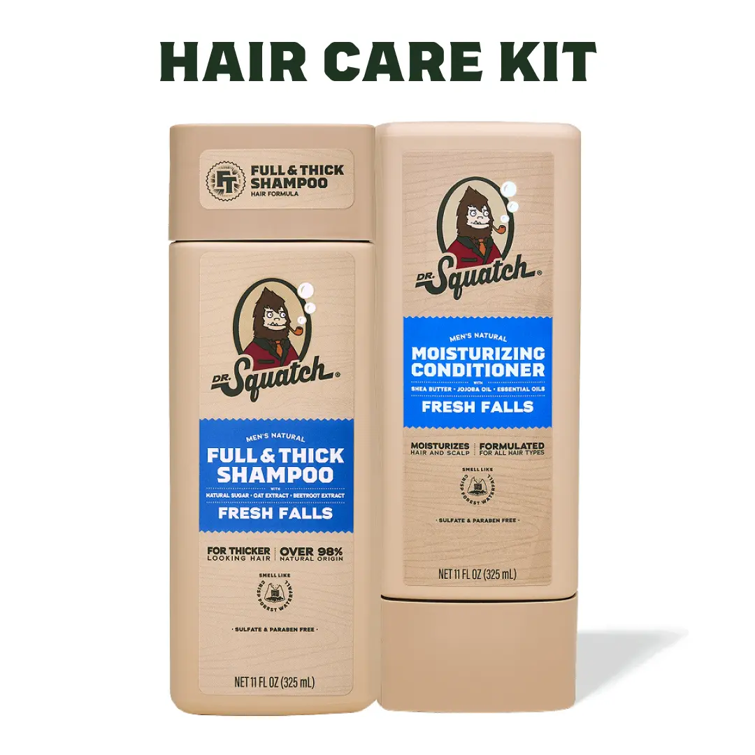 Dr. Squatch Hair Care Kit | Full & Thick Shampoo | Moisturizing Conditioner | Natural Products for Men