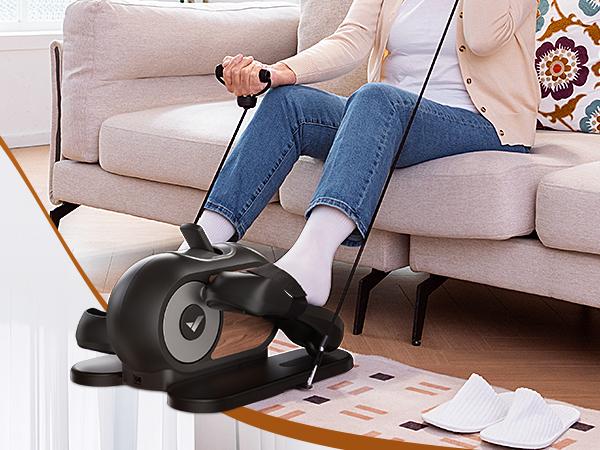Merach Under Desk Elliptical Machine, Leg Exerciser While Sitting for Seniors with Remote Control & 12-Speeds，Quiet Portable Electric Seated Pedal Exerciser Machine for Home Office