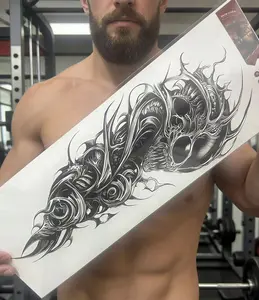 Large-sized full arm temporary tattoo stickers, suitable for both men and women, realistic arm, chest, and shoulder tattoo designs, waterproof.