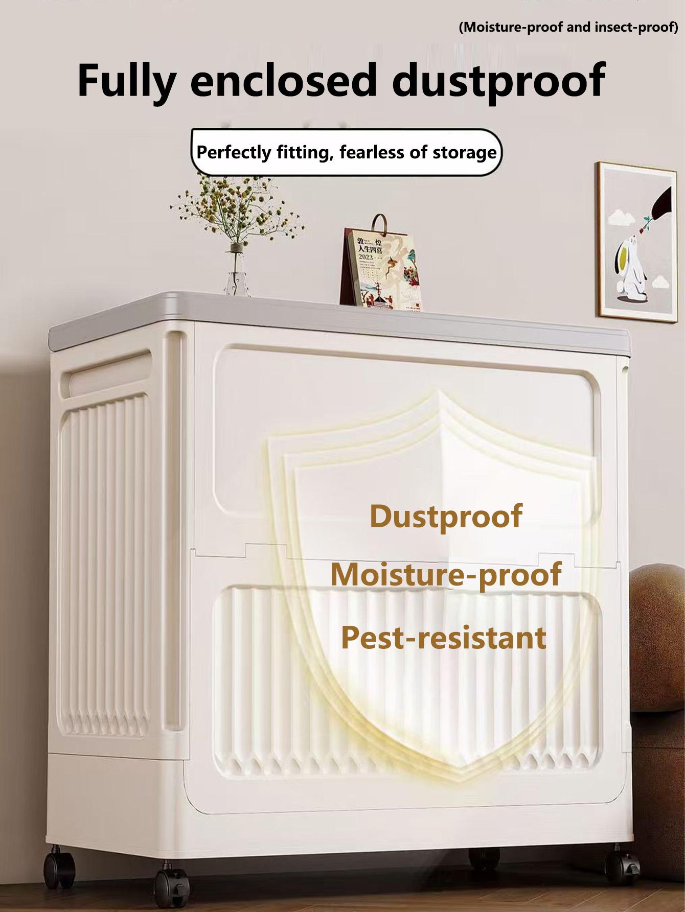 Clothes storage box, large capacity extra-large dustproof flap organizer, household clothing quilt, plastic folding storage box