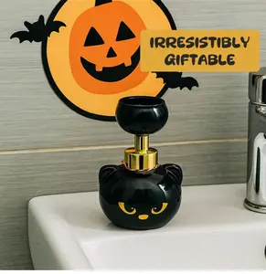 3D Black cat paw design, Foam Soap Dispenser press to create adorable paw-shaped foam; 300ml refillable hand soap pump bottle, ideal for kids & cat lovers. A kawaii, aesthetic bathroom accessory & practical home decor
