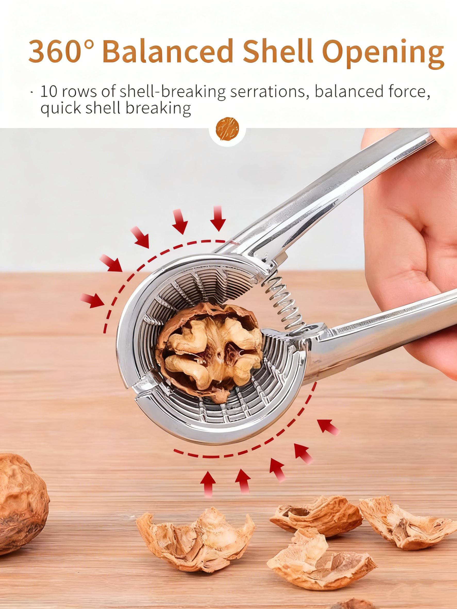 Multifunctional Walnut Cracker with Handle for Home Use Durable Aluminum Alloy Easy Labor-saving Nut Sheller for Walnuts & Pine Nuts
