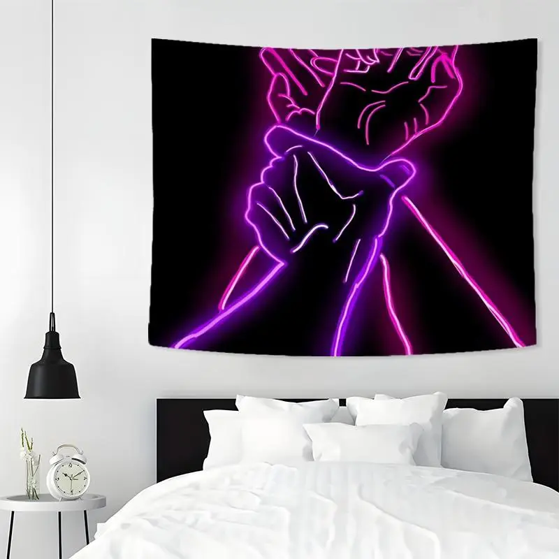 Glow in the Dark Neon Hand Pattern Synthetic Tapestry - Easy Install Home Supplies Wall Hanging, Pink Aesthetic Home Decor for Living Room, Gift for Girlfriend bedroom decor tapestry