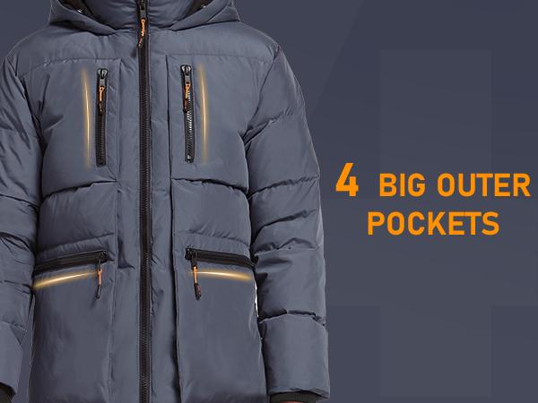 Orolay Men's Thickened Down Jacket, Versatile Winter Puffer Jacket for Outdoor & Daily Wear - Windproof, Multiple Pockets, and Warm Hood