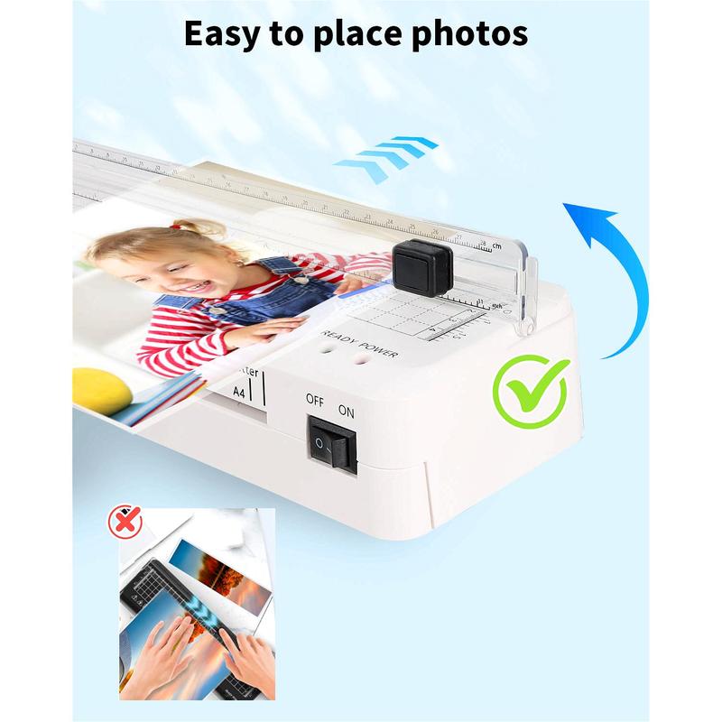 A4 Laminating Machine with Integrated Cutter 60s Warm-Up Never Jam Technology Safe Reliable Mini Laminator for Photos Docs Cards Tags Blue Pink Portable Lightweight 0.8kg Compact Design