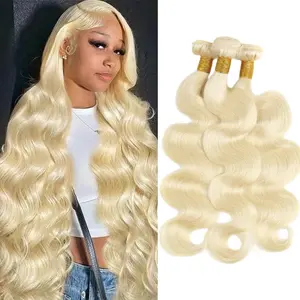 613 Bundles Frontal Peruvian Blonde Body Wave Human Hair with Transparent Lace, Baby Hair Ear-to-Ear, Honey Blonde Remy Hair (Dyeable)