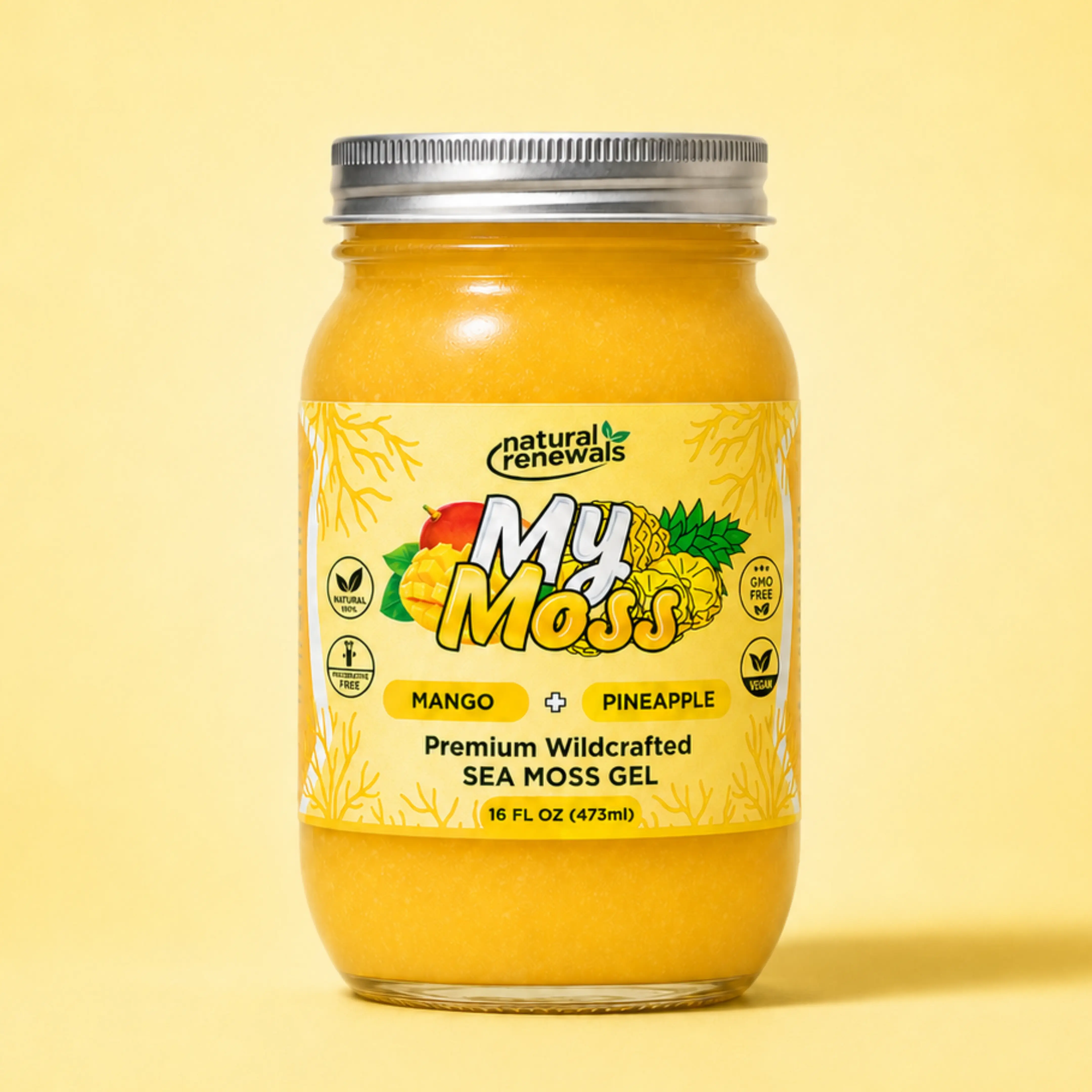 My Moss Sea Moss Gel – Mango Pineapple | Wildcrafted Superfood, 100% Organic, Raw Seamoss gel, Vegan, Mineral-Rich, Vitamin-Rich, No Preservatives,