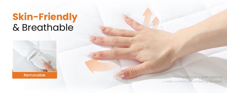 【VALUXE】 Luxury Heated Mattress Pad – Quilted Comfort, Dual Controllers, 10 Heat Settings, 1–12H Auto Shut-Off, Fits Mattresses 8–21" Deep