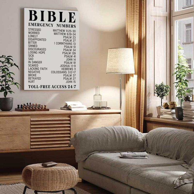 Bible Verse Emergency Numbers,Canvas Art Poster, Bible Verse Wall Art - Inspirational, Spiritual Typography Wall Print - Gifts For Women And Men, Festival Decor Home