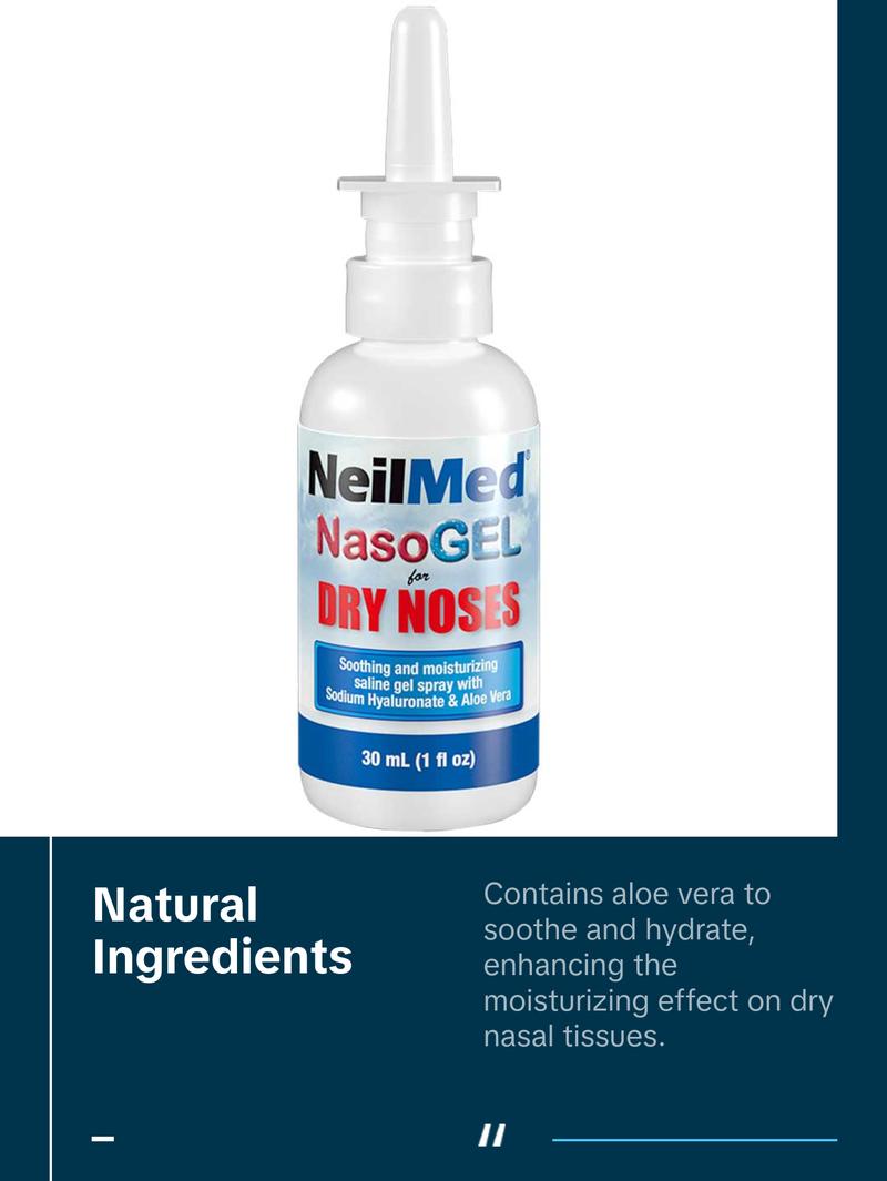 NeilMed NasoGel Spray - 30 mL Drip-Free Gel with Sodium Hyaluronate for Dry Nasal Passages Relief