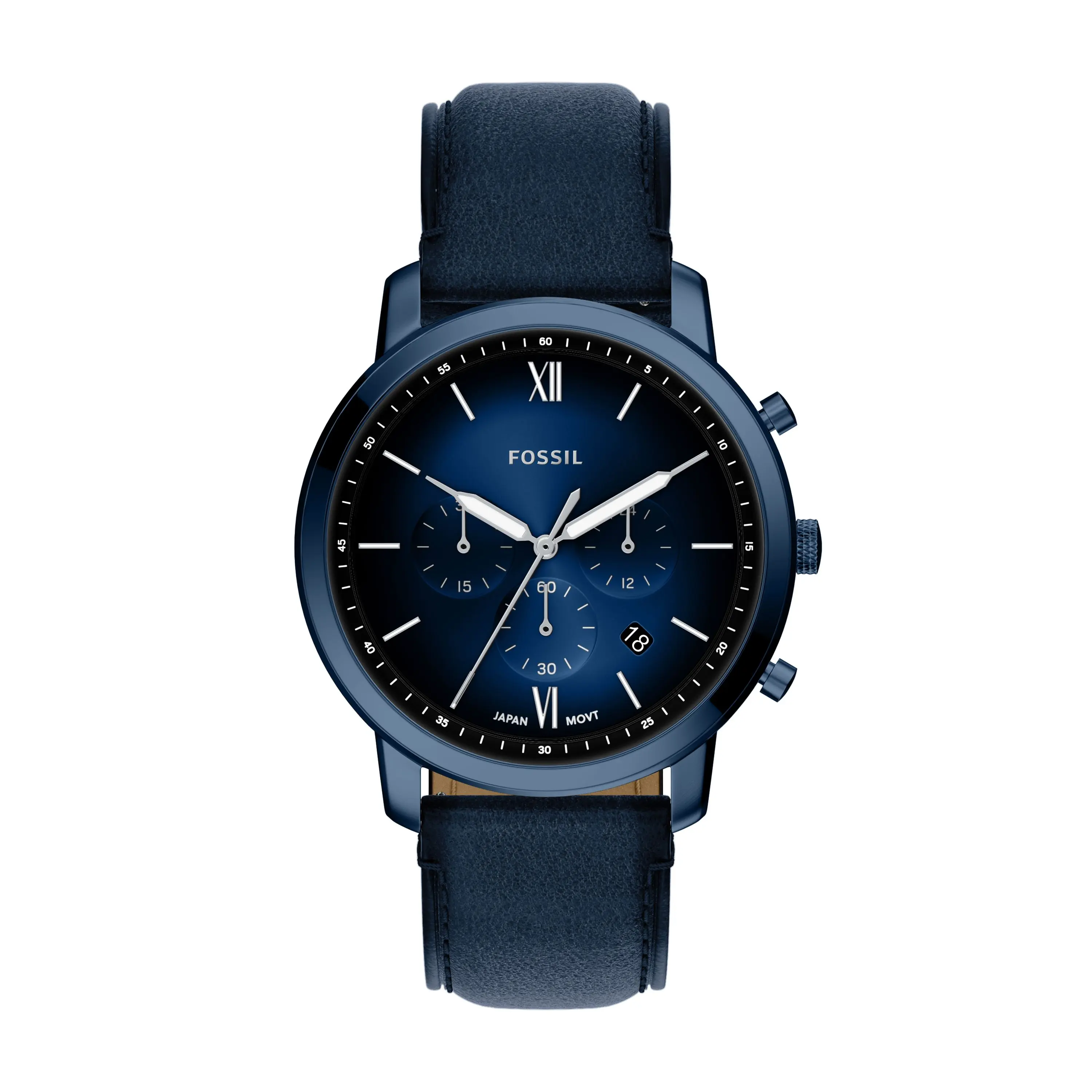 Fossil Men's Neutra 44mm Chronograph Navy Leather Watch