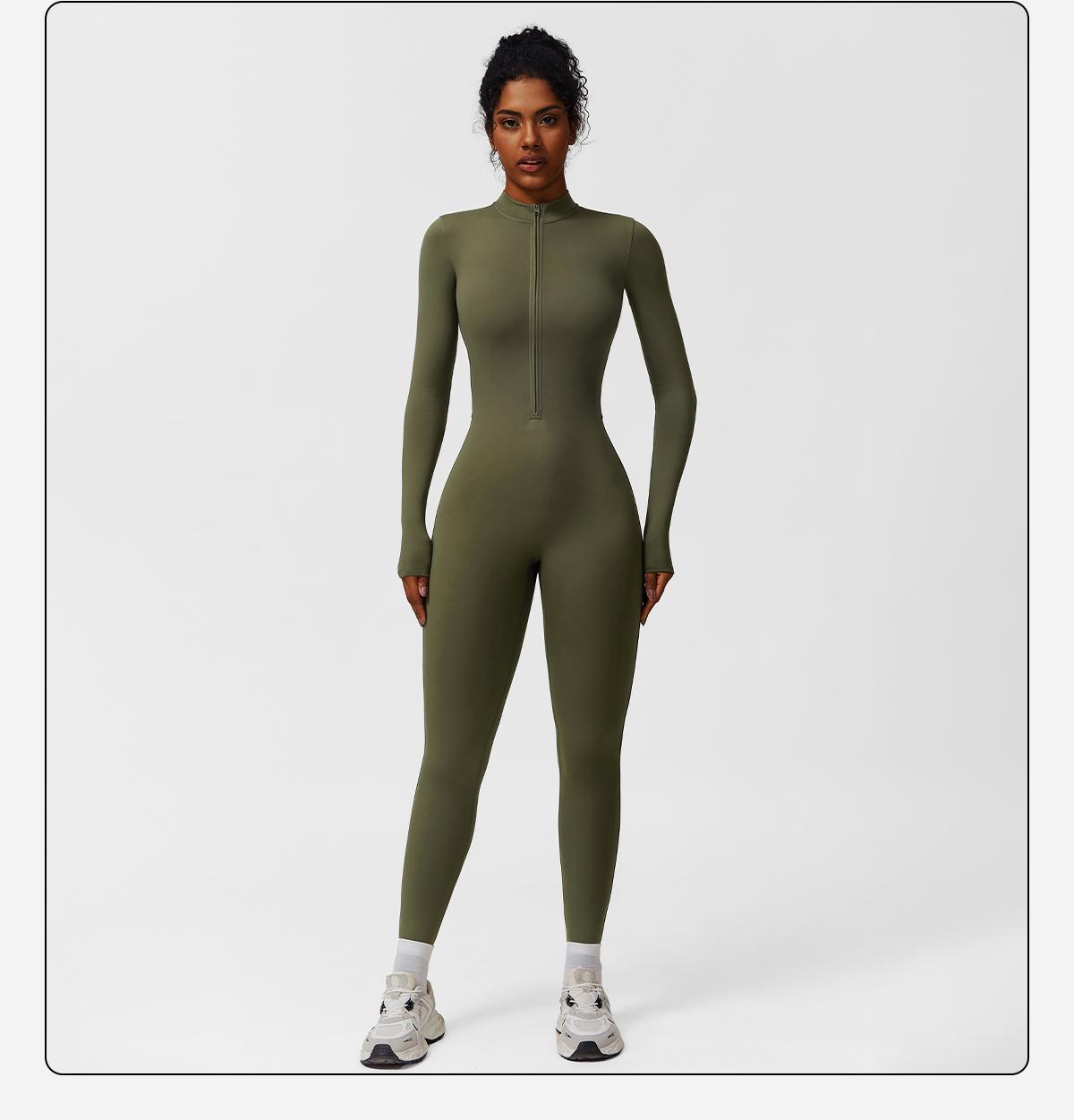 Women's Solid Zip-Up Skiing Jumpsuit by MFVIM - Casual Sporty Long-Sleeve Jumpsuit for Skiing and Cycling, Ladies' Activewear for Fall and Winter Workout Gym Clothing SpringStatements