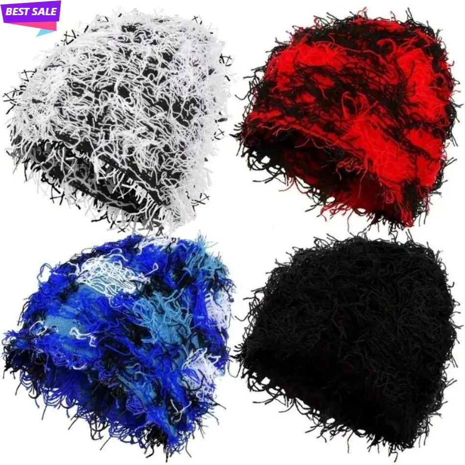 2026 New Arrivals Surge Distressed Fuzzy Texture Beanie - Thick Warm Fitted, Lightweight Stretch Unisex Wear Hat with Buckle, Winter Daily Wear, Machine Washable Sports Outdoor Running Gear, Holiday Gift, Beanie Fitted