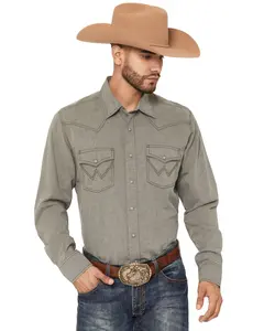 Wrangler Men's Retro Solid Long Sleeve Snap Western Shirt - 112368219
