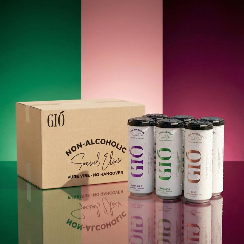 GIÓ Variety 6-Pack | Social Elixir Non-Alcoholic Drink with Kanna Kava & Blue Lotus - Clean Buzz, No Hangover, Premium Functional Beverage for Social Celebrations