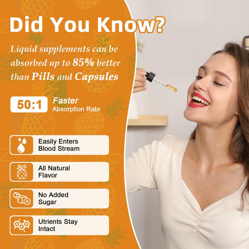 Triple Magnesium Complex Supplement 1100mg - Magnesium Liquid Drops - Pineapple Flavor, Calm Mood, Muscle & Sleep - 120ml 4 fl.oz Healthcare Dietary