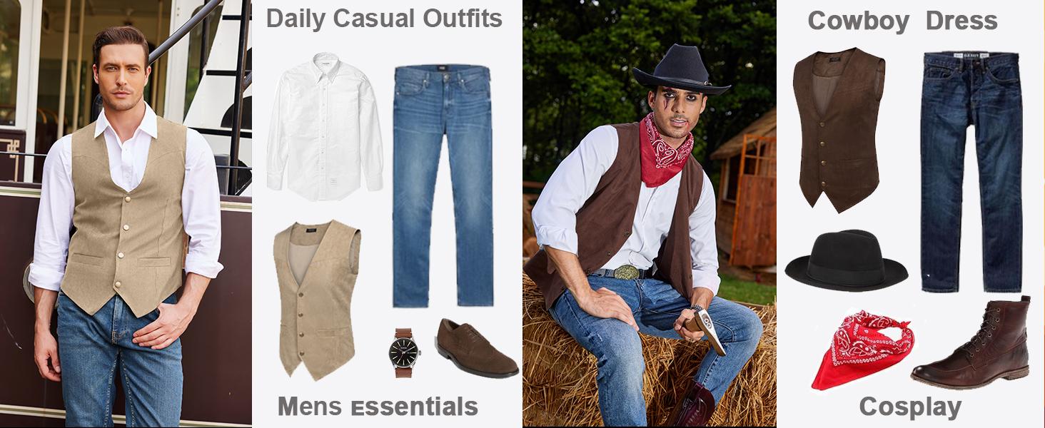 COOFANDY Men's Suede Leather Suit Vest Casual Western Vest Jacket Slim Fit Vest Waistcoat COOFANDY Men's Suede Leather Suit Vest Casual Western Vest Jacket Slim Fit Vest Waistcoat