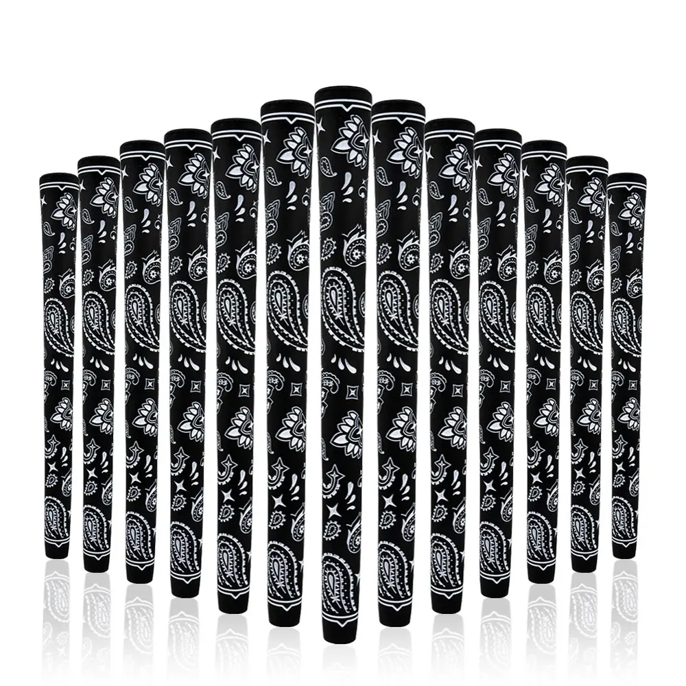 13 Pieces of Non Slip Rubber Exquisite Element Pattern Golf Black Grip, Waterproof and Of Excellent Quality, Golf Gift Set professional club grip