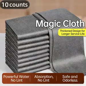 10 Counts Thickened Magic Cleaning Cloth, Microfiber Streak Free Cloth, Reuseable Magic Fiber Towels Rags, Cleaning cloths with multipurpose use, miracle cloths for glass, kitchen and vehicle windows.
